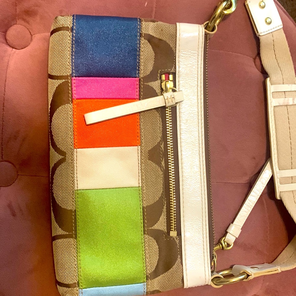 Like new coach bag, colorful and bright, lightly worn for sale
